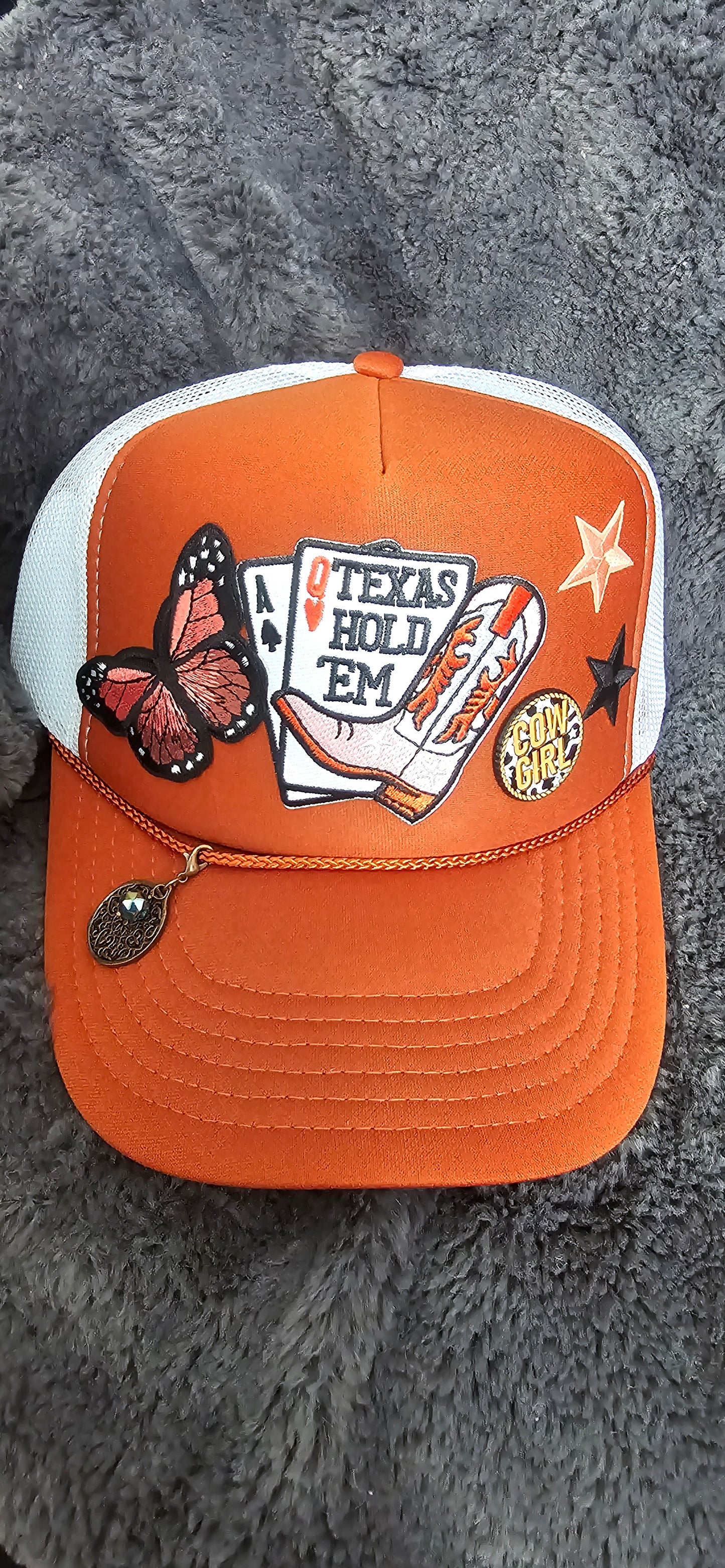 Texas Hold'em Trucker Cap - Burnt Orange