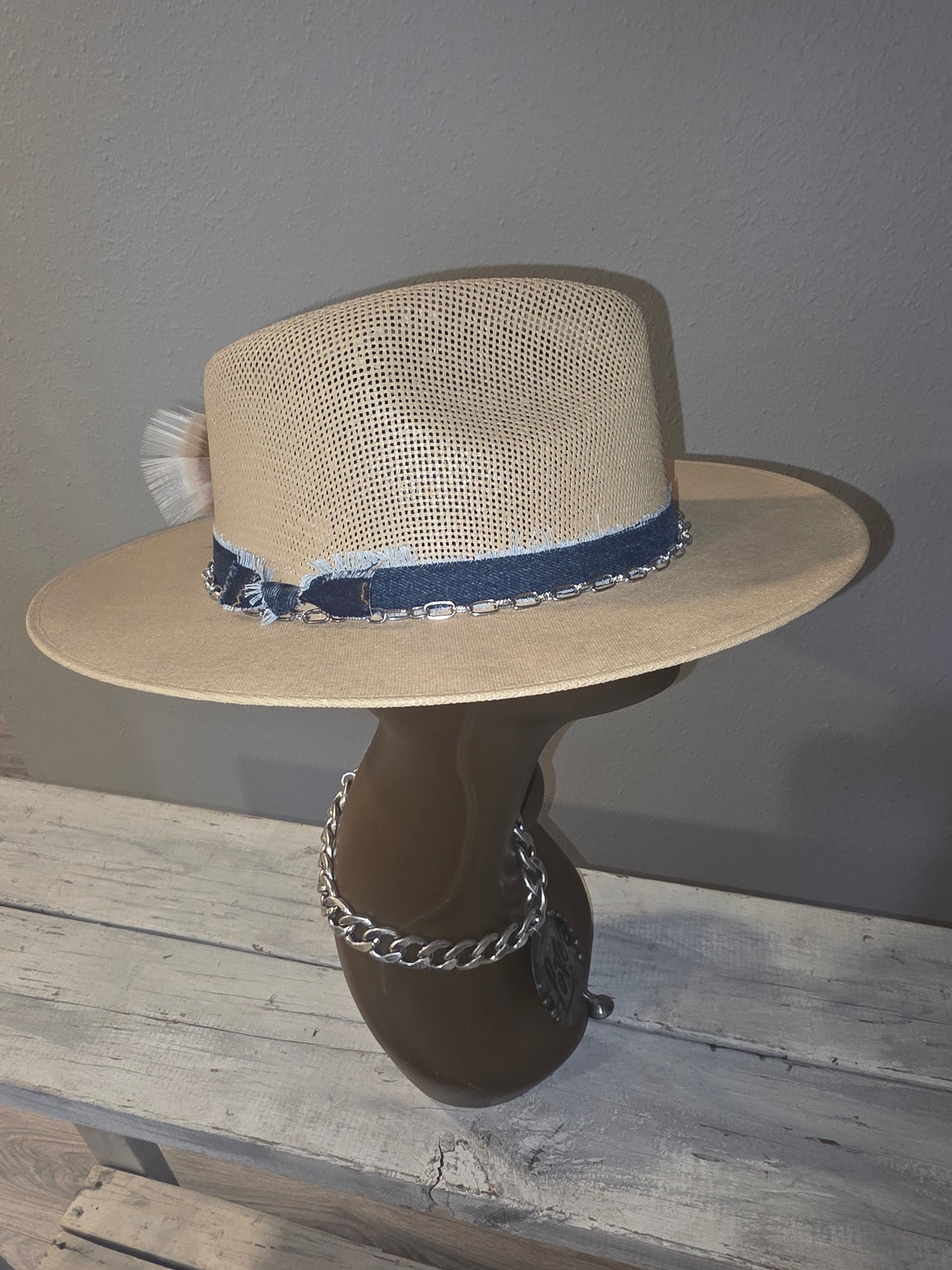 Tan w/Denim Straw