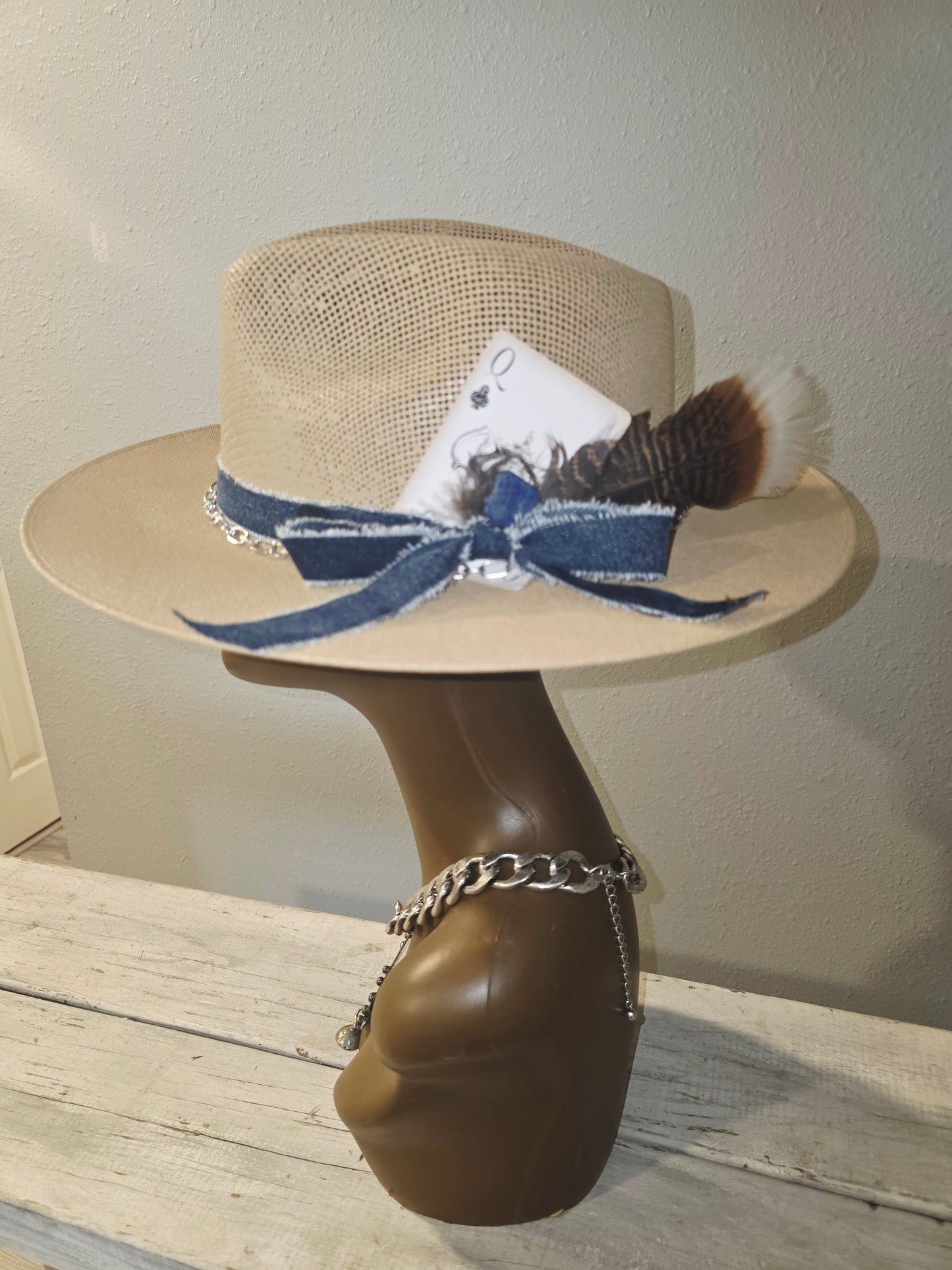 Tan w/Denim Straw