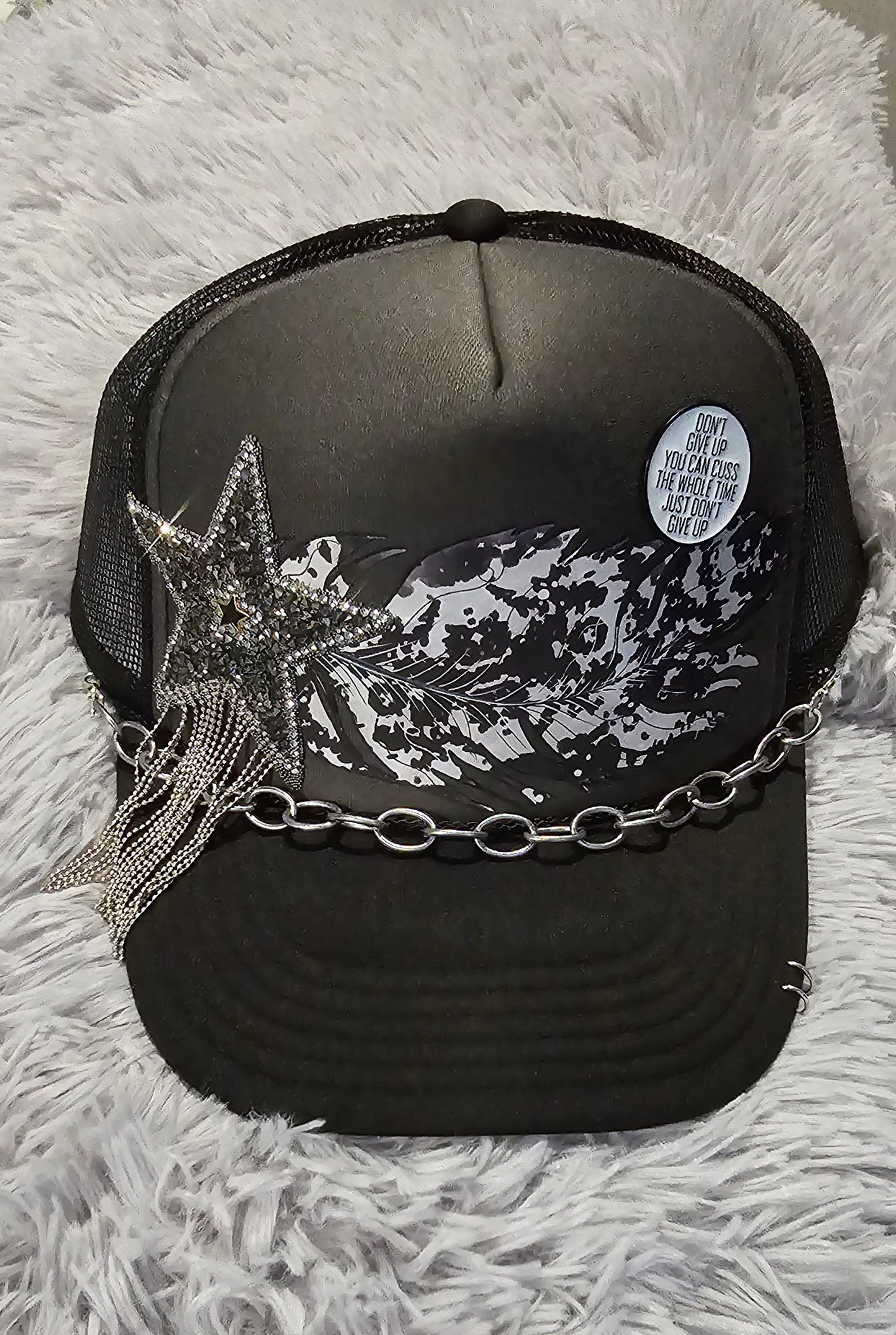 Black Feather & Star Trucker Cap