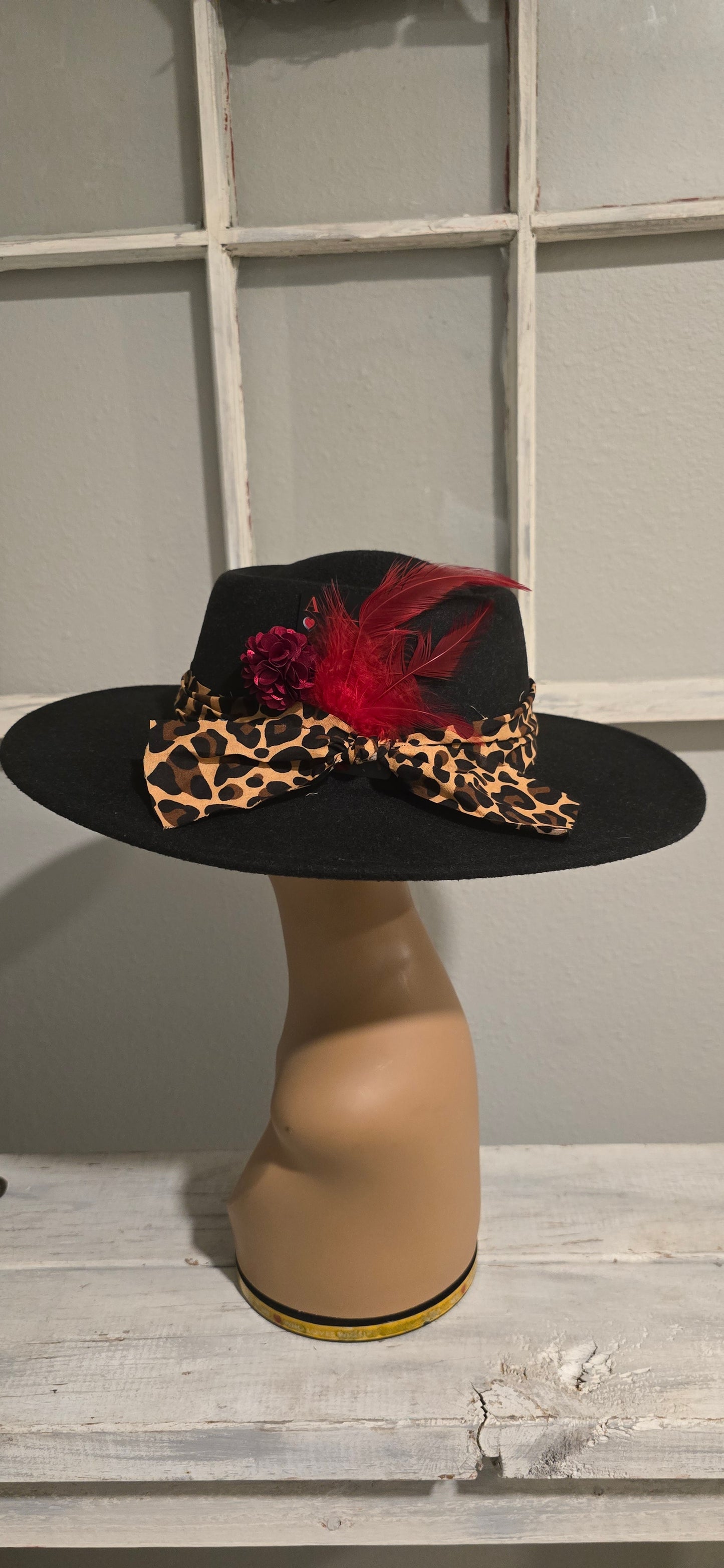 Black & Cheetah Print Hat