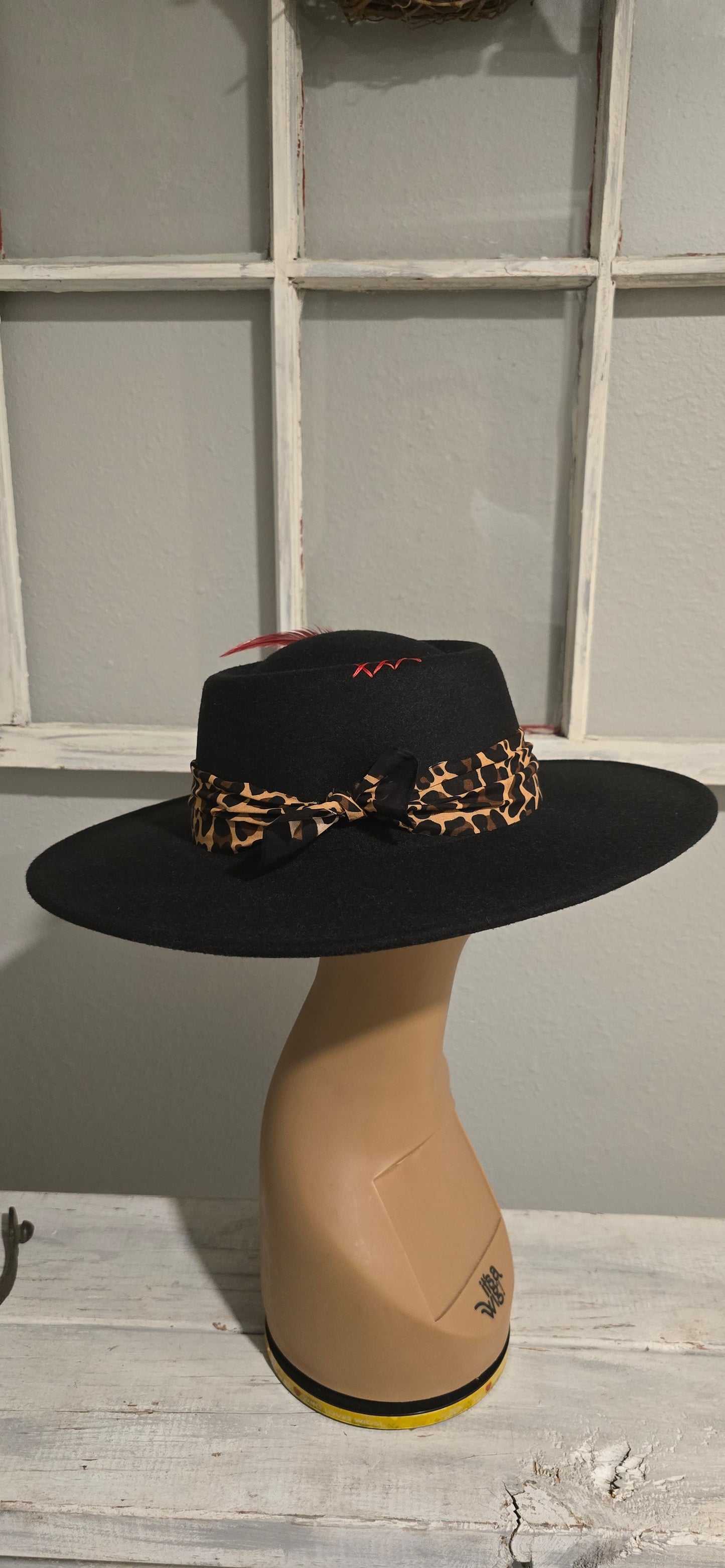 Black & Cheetah Print Hat