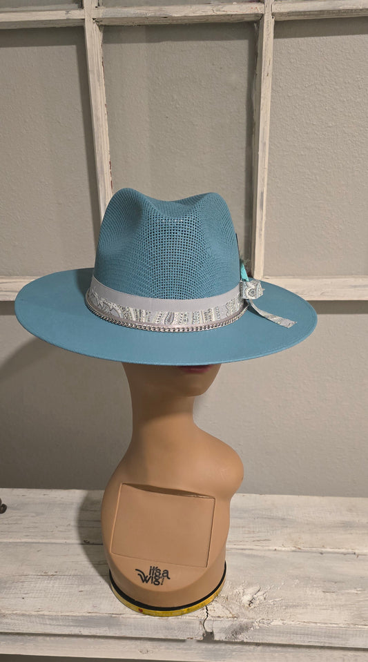 Turquoise Straw Hat