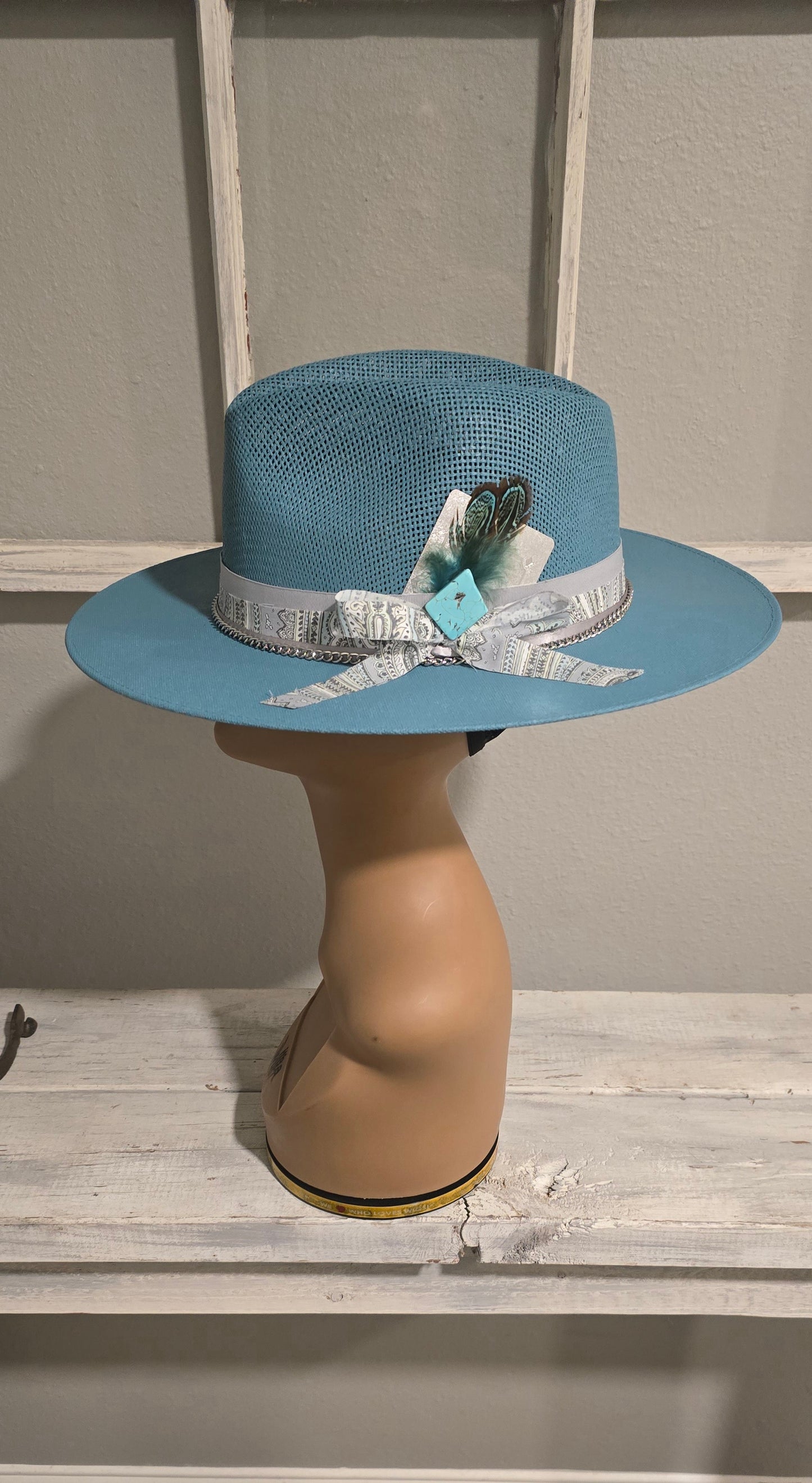 Turquoise Straw Hat