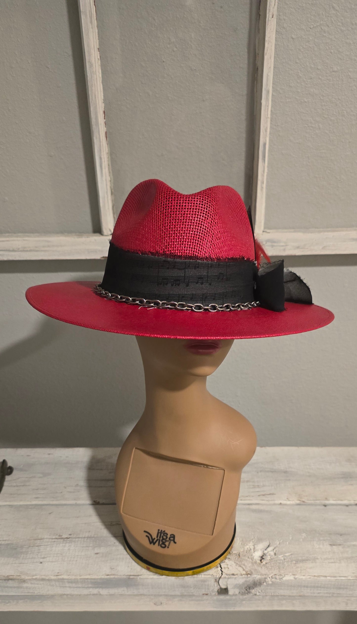 Red & Black Straw Hat