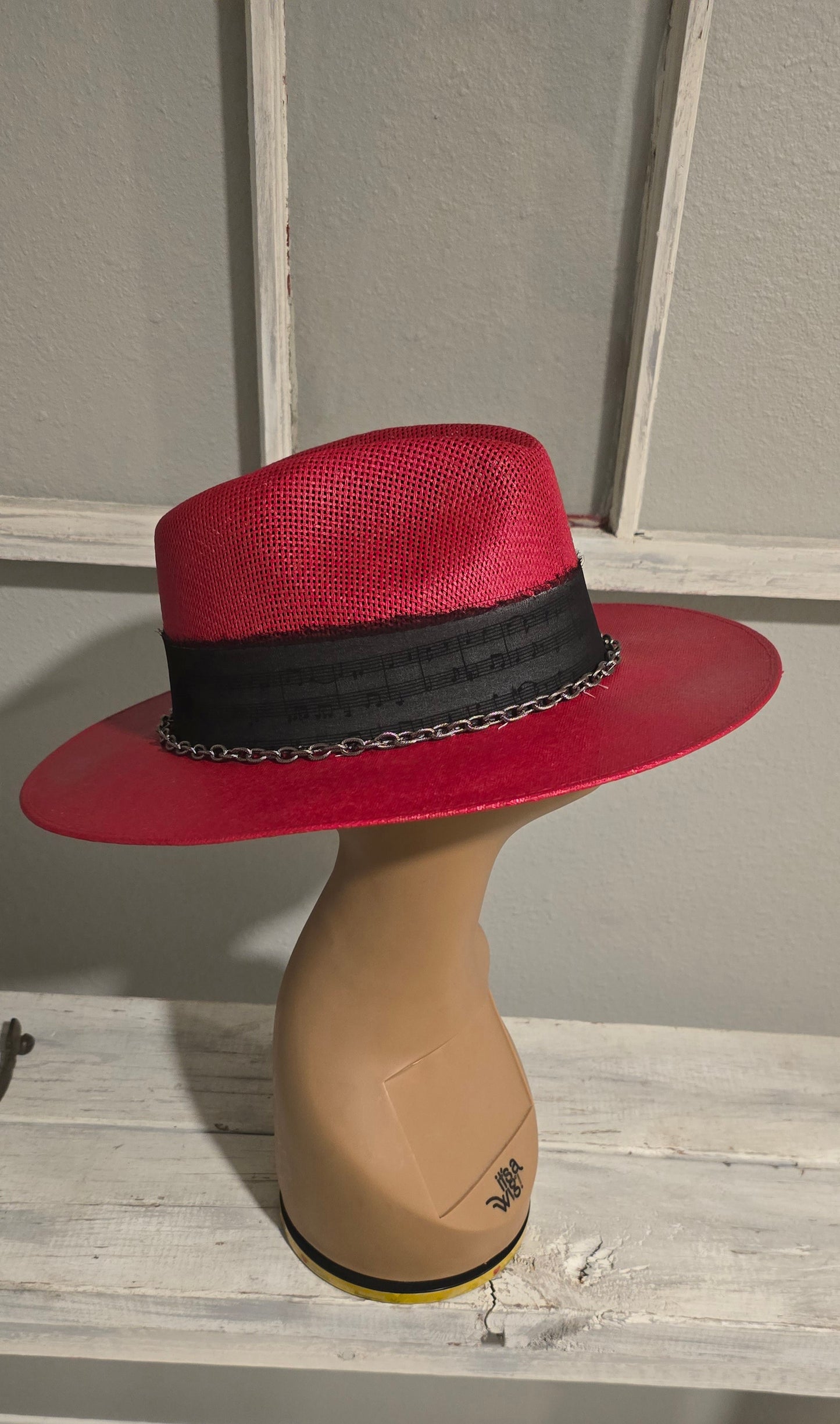 Red & Black Straw Hat