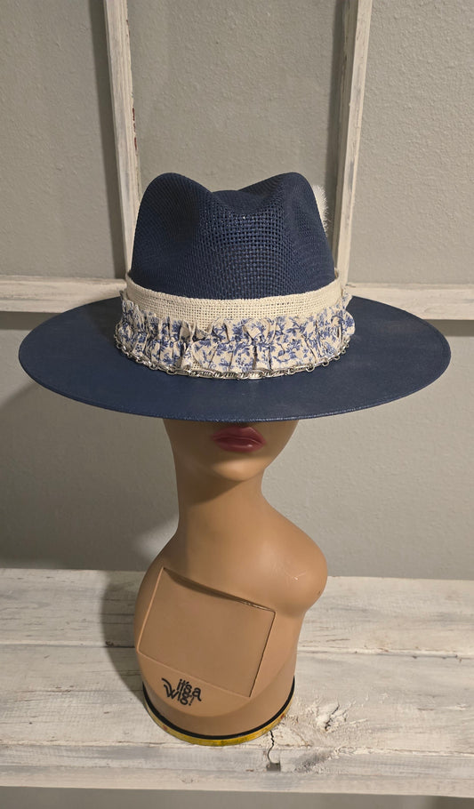 Navy Blue Straw Hat