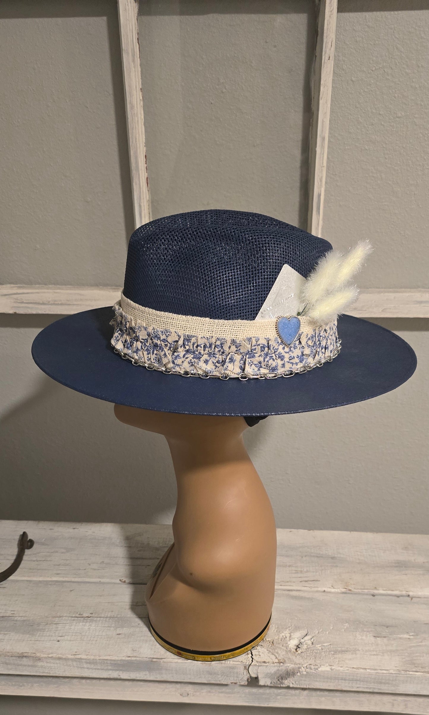 Navy Blue Straw Hat