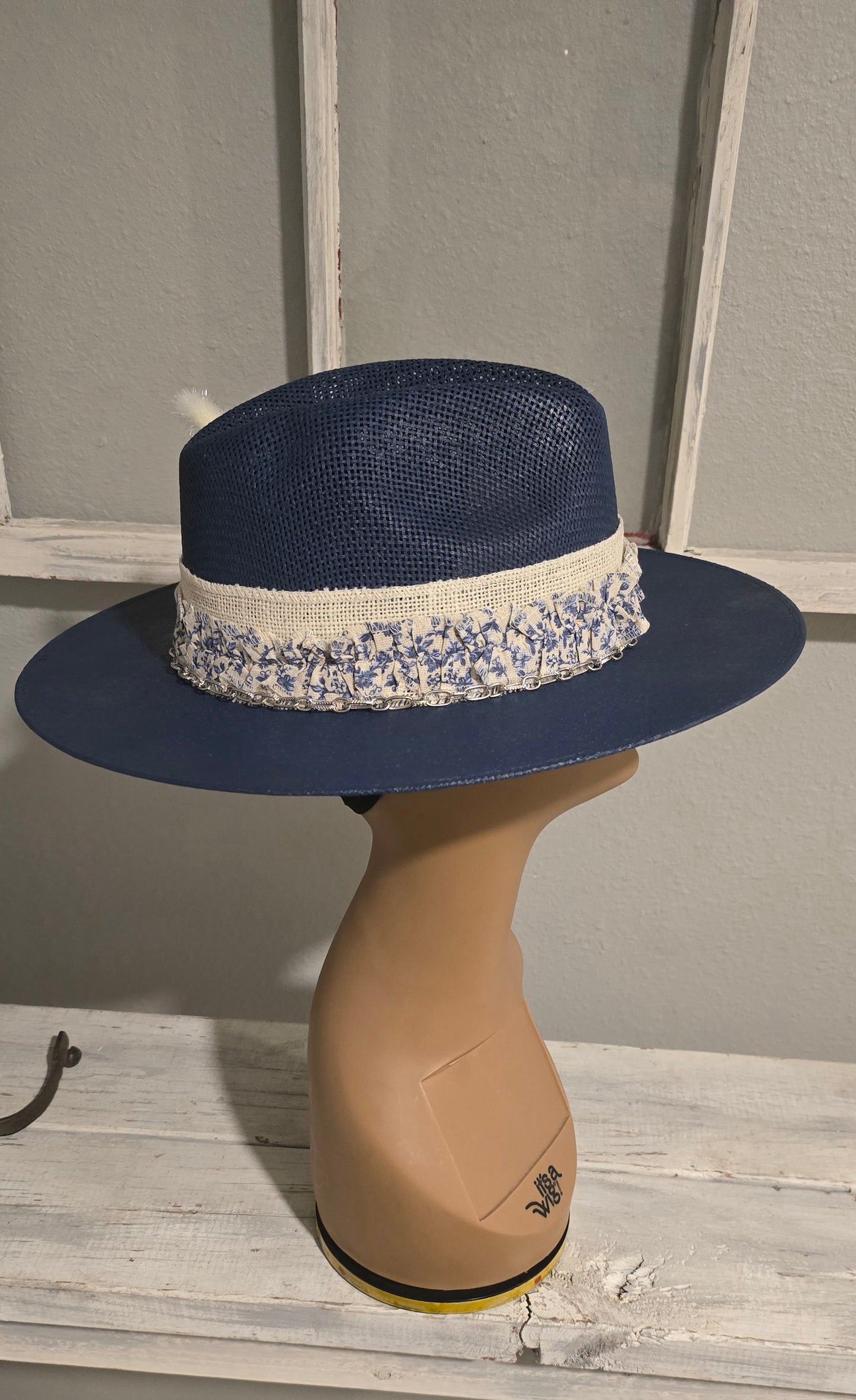 Navy Blue Straw Hat