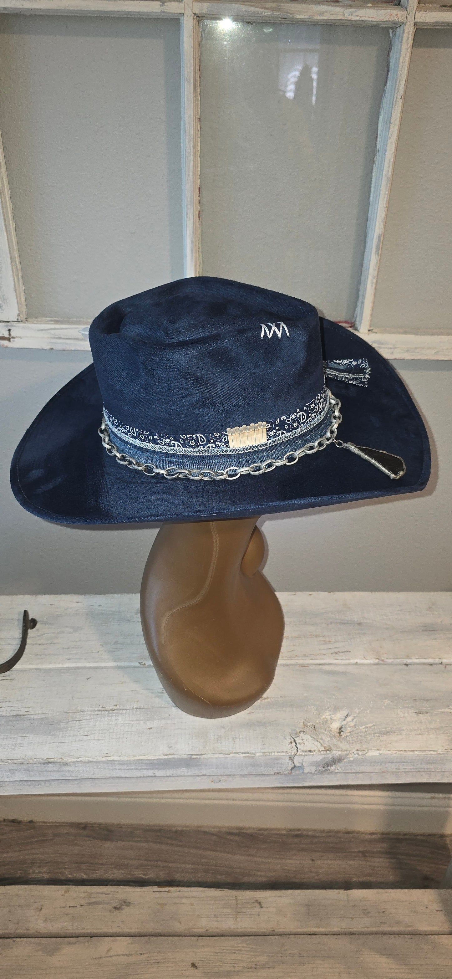 Navy Blue Suade Western Hat