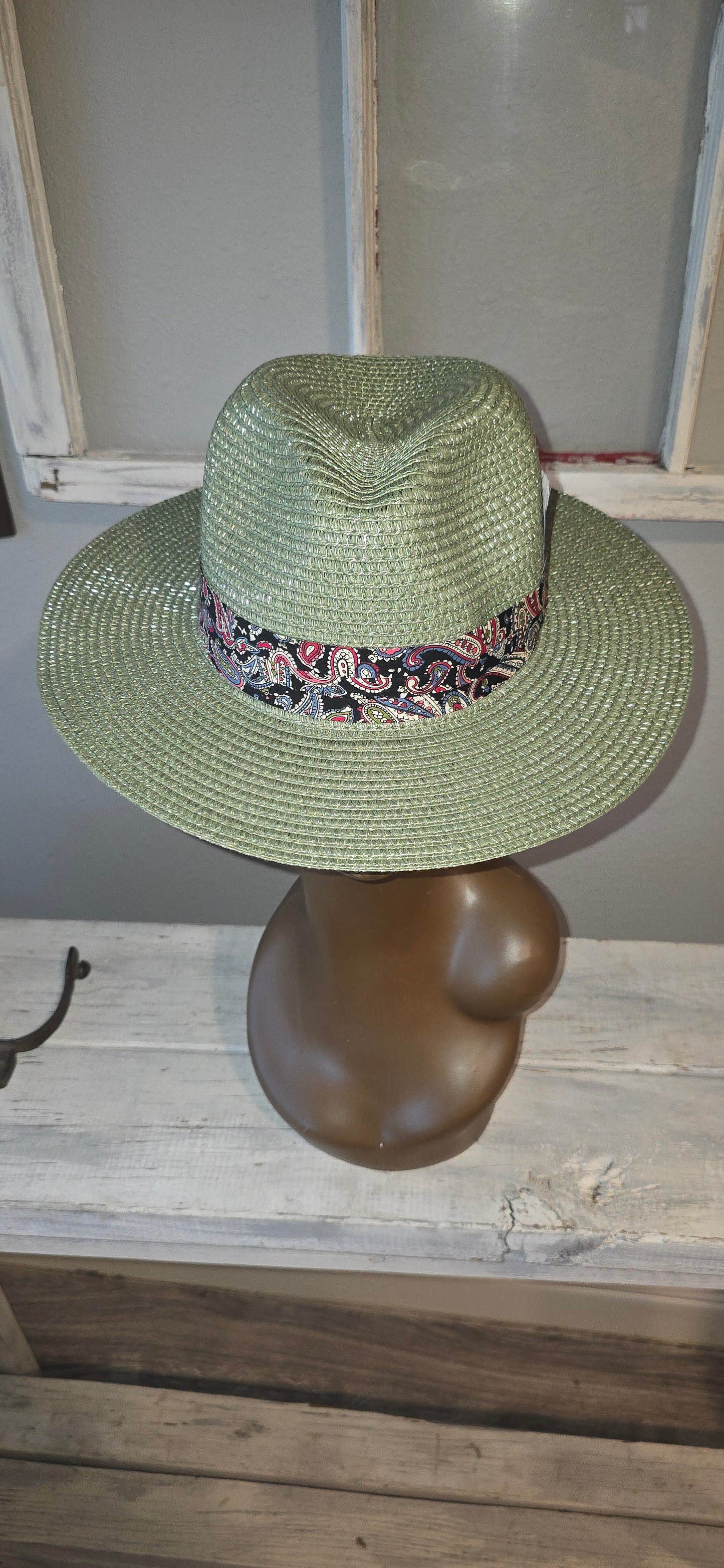 Olive Green Straw Fedora