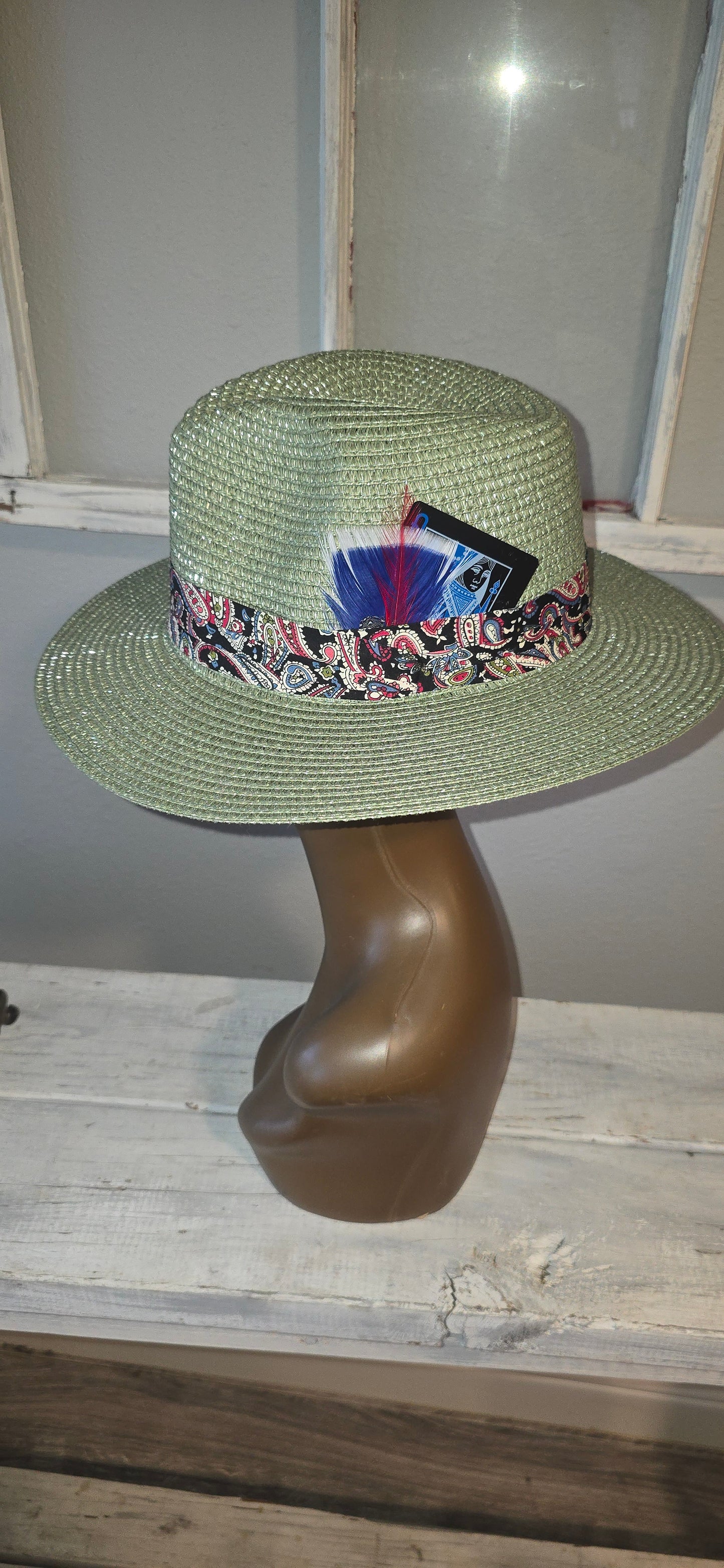 Olive Green Straw Fedora