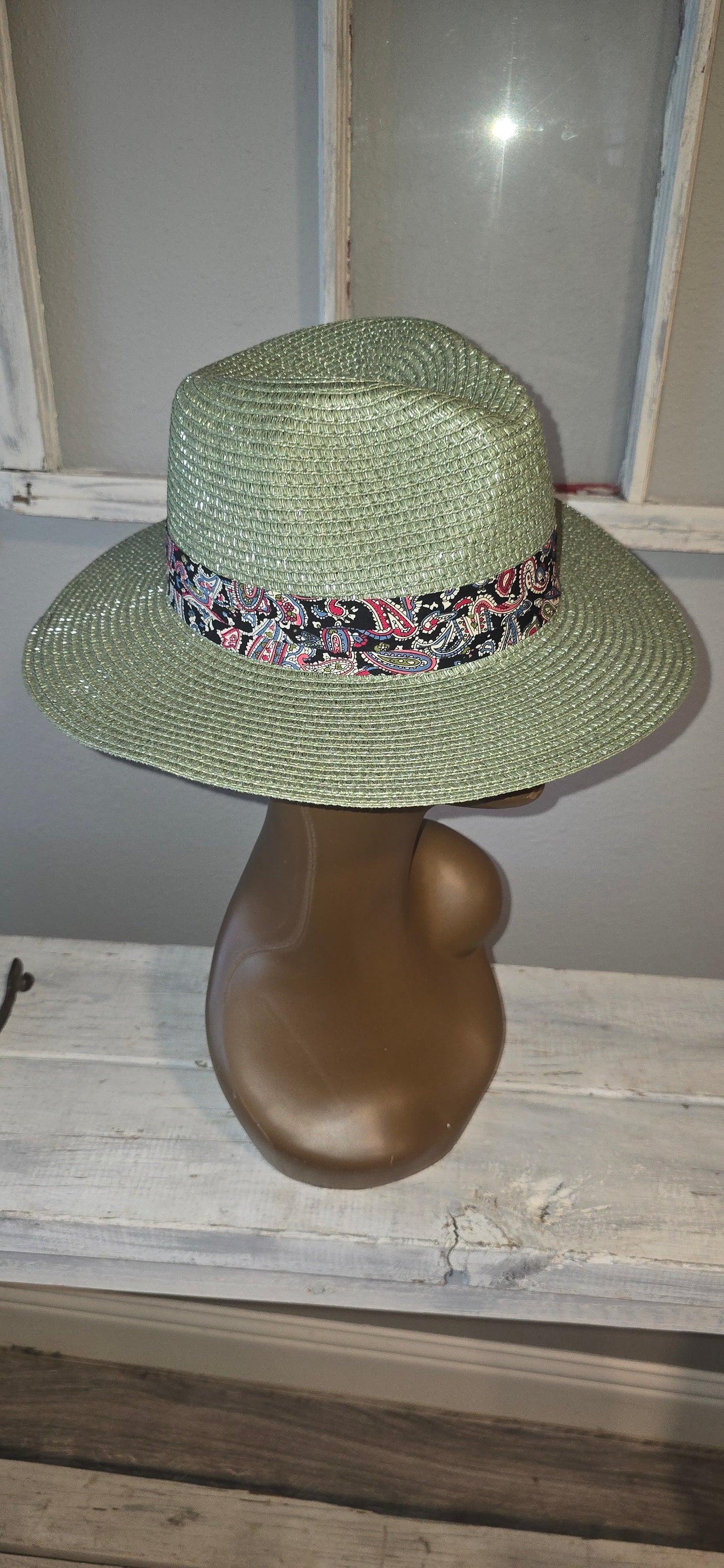 Olive Green Straw Fedora